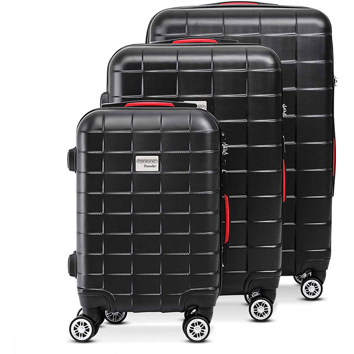 Набір валіз Monzana® 3шт Exopack з TSA замком, коліщата 4 шт, ручки з гелю, розміри M-L-XL, валіза-троль, валіза для подорожей