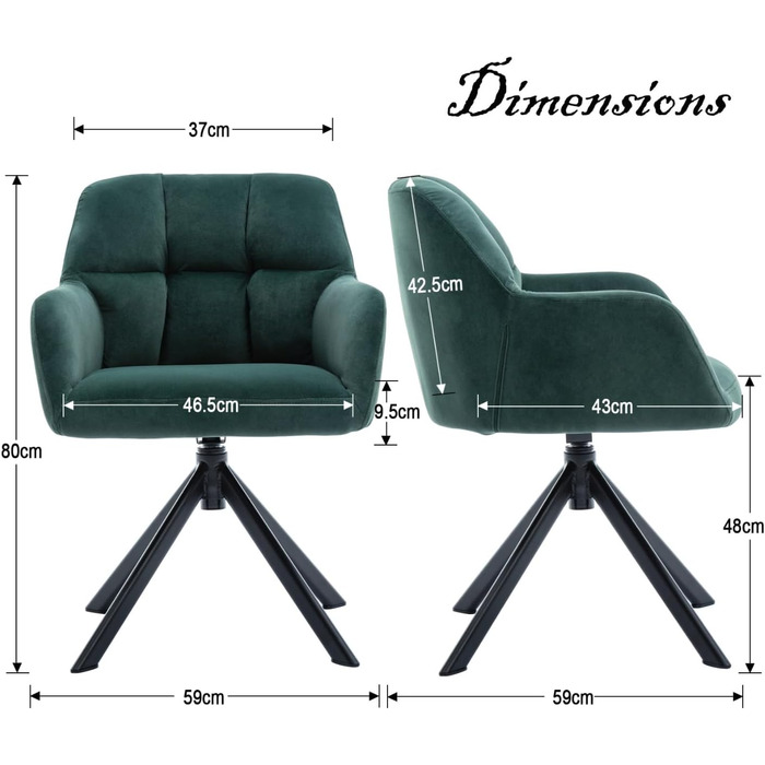 Офісний стілець Chairus обертовий оксамитовий зелений з металевими ніжками, без коліс для кабінету