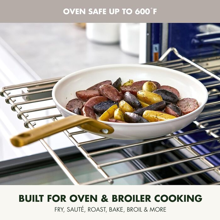 Набір сковорідок GreenPan з антипригарним покриттям, 25.4 см та 30.5 см, кераміка, нержавіюча сталь, NSF-сертифіковані, без PFAS, для плити та духовки, моховий зелений