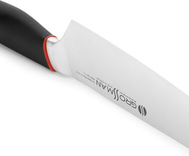 Набір кухонних ножів Grossman Bryant Messerblock 5-piece – набір з 5 ножів з нержавіючої сталі, чорні ручки, підставка з дерева, колір мідно-коричневий, антиковзне покриття