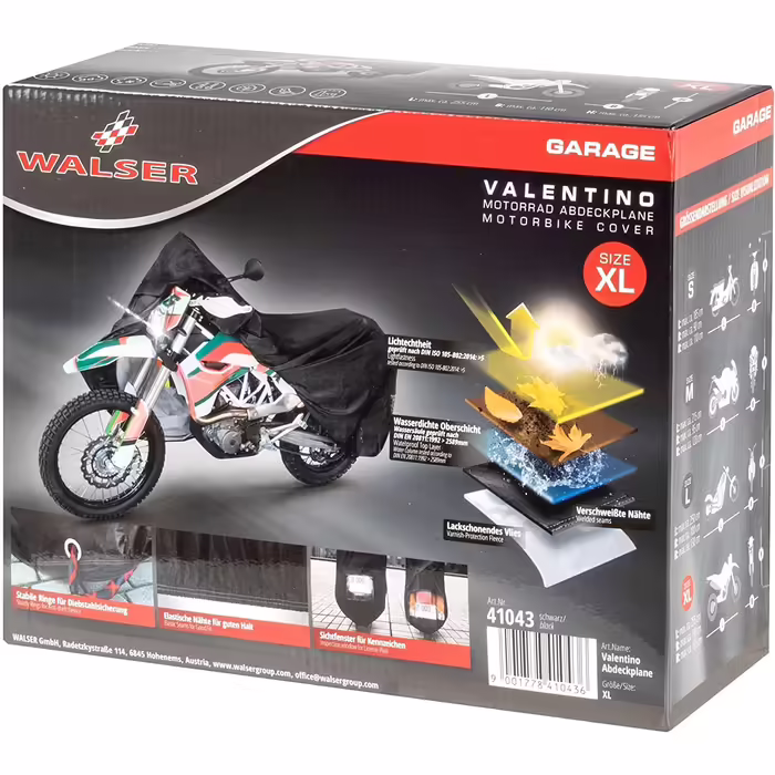 Преміум чохол для мотоцикла WALSER XL, водонепроникний, з ПВХ, для вулиці, чорний, 255x110x135 см