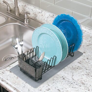 Крапельниця для посуду mDesign-пластиковий піддон для мийки-відмінна підставка для зливу - до 15 тарілок столові прилади-31,8 см x