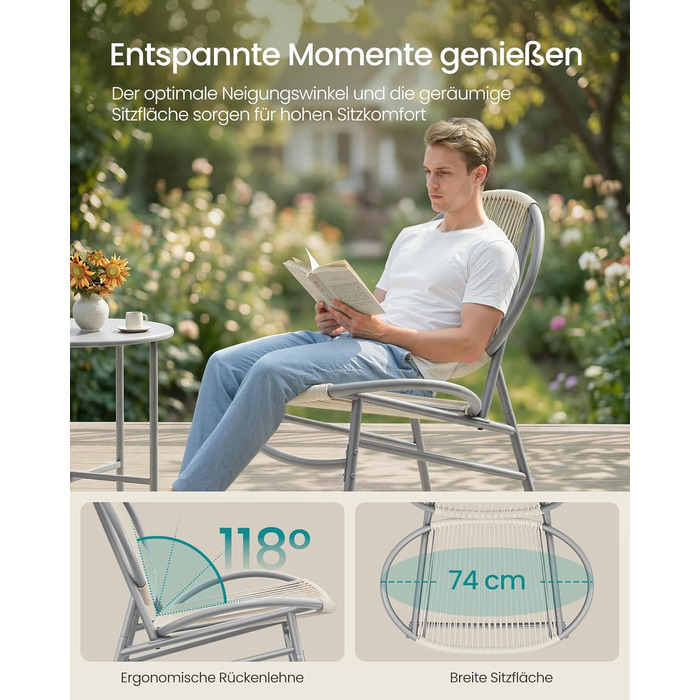 Набір садових меблів SONGMICS з поліротану для балкона та тераси: стіл та 2 крісла (Таубеграу)