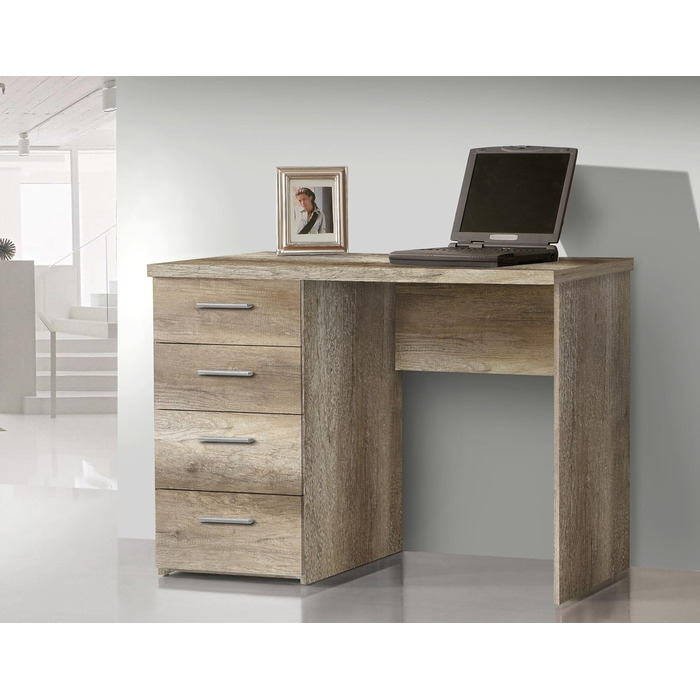 Письмовий стіл FORTE Net 106, інженерна деревина, 110x76,5x60 см, декор античний дуб