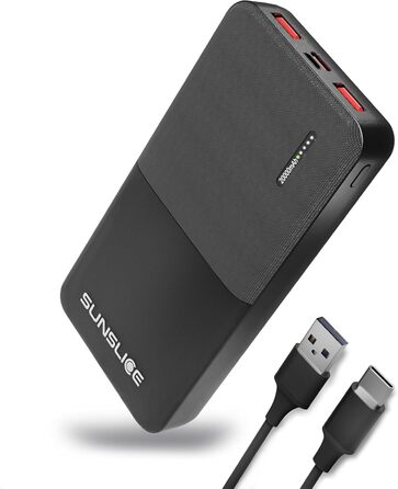 Зовнішній акумулятор 10000 мАг, USB-C і 2 шт. USB-A, швидка зарядка 18 Вт (2023 р.), 10 -