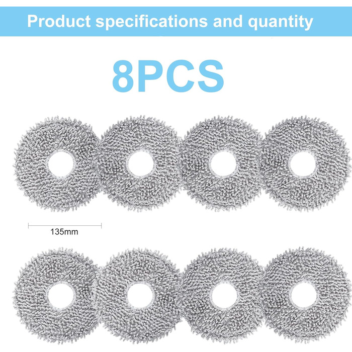Набір аксесуарів Loohaoc для DEEBOT T20 e Запасні частини для пилососа T20 OMNI, 2 роликові щітки, 4 фільтри, 8 бічних щіток, 6 ганчірок для швабри, 5 мішків для пилу, 1 щітка для прибирання (ганчірка для миття T20 8 шт. )