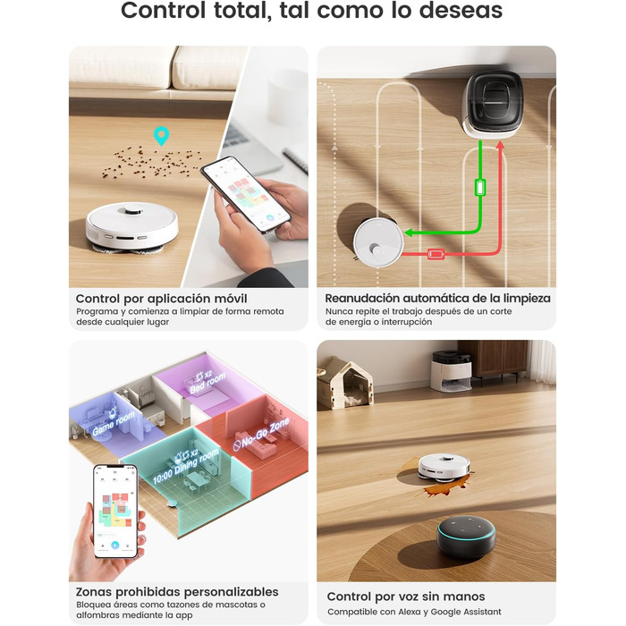 Робот-пилосос LEFANT M3 Gen1 з автопорожненням, 10000 Pa, функція вологого прибирання, навігація dToF, уникнення перешкод 190°PSD, 220 хв роботи