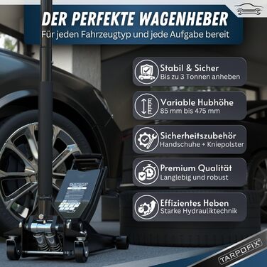 Гідравлічний домкрат Tarpofix 3т (85-475 мм) для позашляховиків та легкових авто | Низькопрофільний домкрат з подвійним циліндром