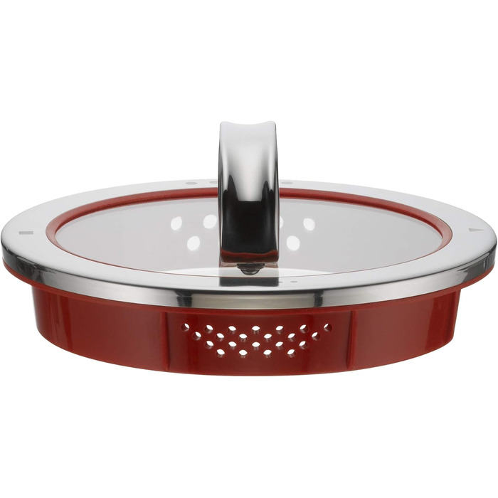 Скляна кришка WMF Function 4 (16 см) зі сталі Cromargan, 4 функції зливу, червона