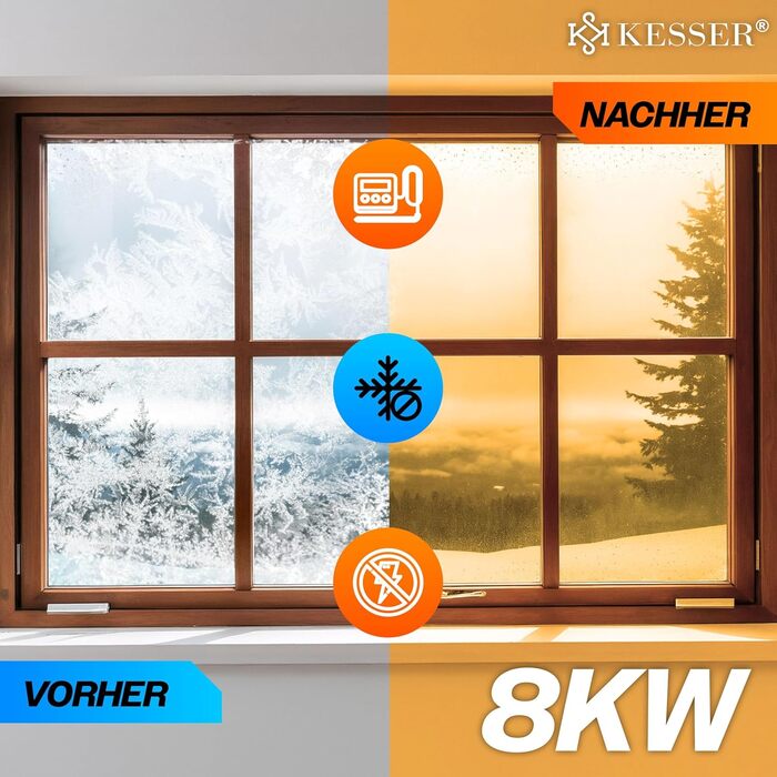 Дизельний опалювач KESSER® 8kW з таймером, LCD-дисплеєм та пультом дистанційного керування | Швидкий нагрів | Опалювач повітря з шумопоглиначем та термостатом (Червоний, 8кВт) Чорний / Червоний 8кВт