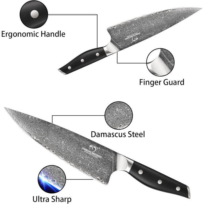 Набір кухонних ножів з дамаської сталі з дерев'яним блоком (7 предметів) - професійний набір ножів для кухні, VG10, G10, ергономічні ручки (червоний)