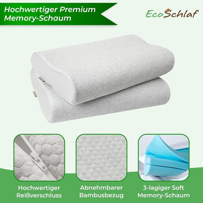 Ортопедична подушка для шиї Premium з ефектом пам'яті (Memory Foam) для сну на боці, ергономічна антихрапінкова подушка від болю в шиї, сіра