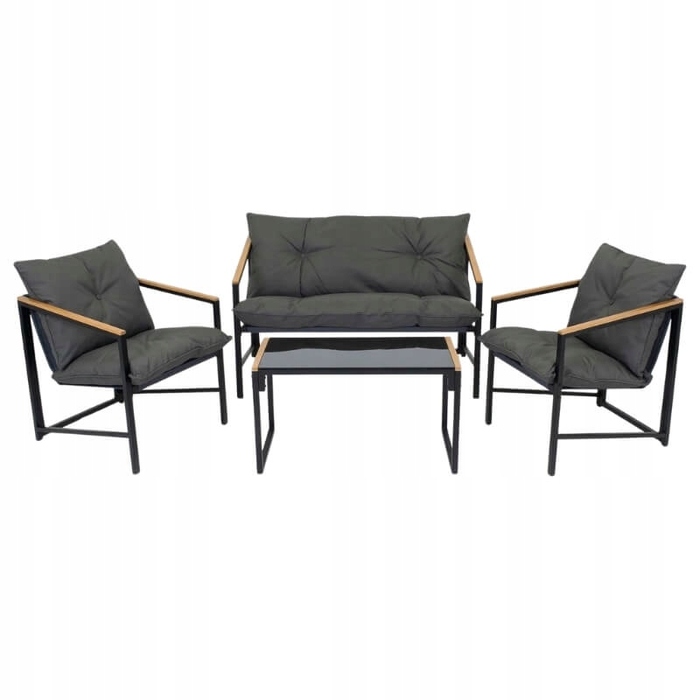 Комплект садових меблів Escal, метал, чорний, 4 предмети