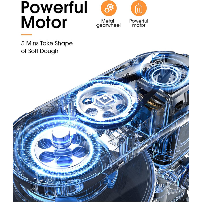 Кухонна машина Facelle 1500W з нержавіючою чашею 6.2 л, 6 швидкостей, комплектом насадок (міксер, гак для тіста, вінчик, сплеск-захист), фіолетовий колір