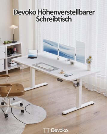 Електричний регульований стіл Devoko 120x60 см: офісний, для роботи, з пам'яттю, стоячи/сидячи