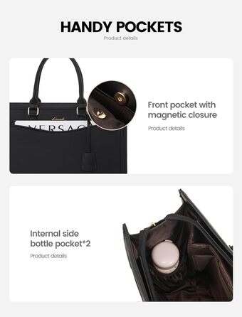 Сумка для ноутбука LOVEVOOK 15.6 дюймів, жіноча, велика, з натуральної шкіри, shopper, tote bag, для роботи, навчання, універсальна, чорна