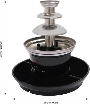 Шоколадний фонтан 3-ярусний, з нержавіючої сталі, 40W, з підсвічуванням та підсвічуванням, для свят та сімейних заходів (чорний)