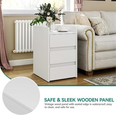 Приліжкові тумбочки YITAHOME 2 шт. з металевими ніжками та ручками, білий колір, 3 висувні ящики, 35 x 40 x 59 см