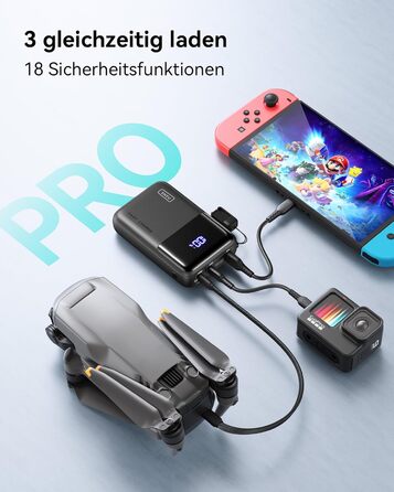 Портативний зарядний акумулятор INIU на 25000mAh, 100W, USB-C, для ноутбуків, телефонів, iPad, DJI, камер, iPhone 17/16/15/14, чорний