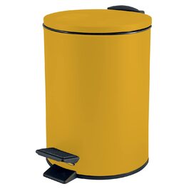 Косметичне відро Spirella об'ємом 3 літри з нержавіючої сталі з автоматичним опусканням і внутрішнім відром, відро для сміття Adelar для ванної кімнати, відро для сміття з м'якою кришкою (жовте від сонця)