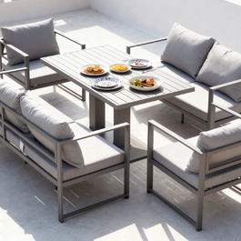 Комплект садових меблів зі сталі, сірий, 5 предметів