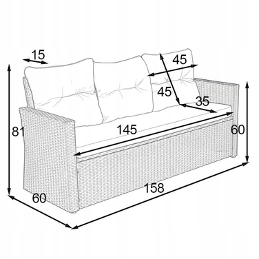 Комплект садових меблів із техноротанга EMWOmeble, сірий, 6 предметів