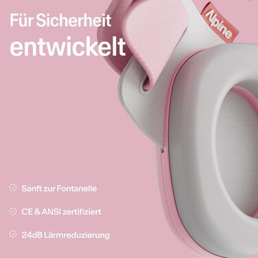 Захист слуху 24 дБ для немовлят і малюків до 4 років, ідеально підходить для подорожей (рожевий)