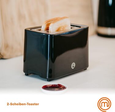 Тостер MasterChef 2 скибочки, чорний, тостер із 7 рівнями підсмажування, маленька тостова машина, гриль, 700 Вт