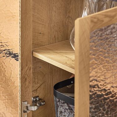 Кухонна шафа SoBuy з мікрохвильовою нішею, ламеленими дверцятами та буфетом, 107×40×85 см (Eiche-Schwarz)