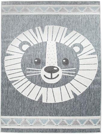 Дитячий килим для дитячої кімнати Дитячий ігровий килимок 3D Look Modern Lion Grey, розмір 160x220 см