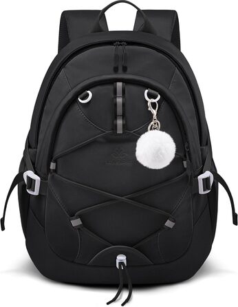 Рюкзак LOVEVOOK для підлітка, шкільний ранець 5 клас, дитячий рюкзак з нагрудною стрічкою, легка жіноча сумка для школи, рюкзак для дітей від 8 років для дитячого садка, школи, університету, відпочинку (Чорний, 15,6 дюймів)