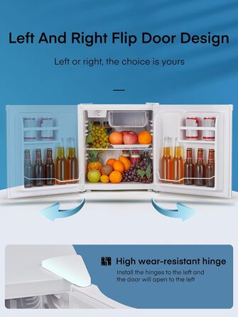 Міні-холодильник E 46L з морозильною камерою, енергоощадний, регулювання температури, білий