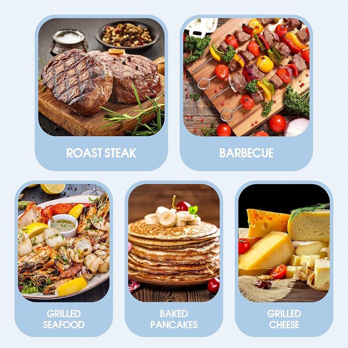 Електричний гриль для раклет Muchen на 8 осіб з антипригарним покриттям, 1200W, 8 сковородок та 8 скребків