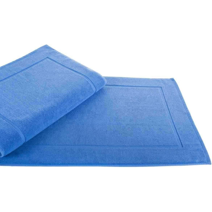 Килимок для ванної etrea бавовна-Килимки для ванної жакардові класичні 50x80 см, 2 упаковки килимків для душу прямокутної форми, виготовлені з 100 бавовни, 800 г / м2, білого кольору (2 упаковки по 50x80 см, синього кольору)