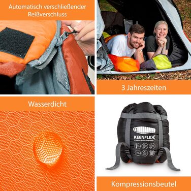 KeenFlex Спальний мішок 3-4 сезони, від +7,2°C до -23,4°C, 1500г/2150г, для літа й зими, машинне прання