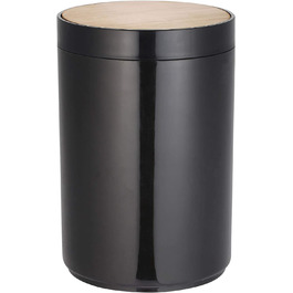 Косметичне відро для ванної кімнати серії MSV, дизайн Осло, відро для педалей для ванної, відро для сміття для сміття, 6 літрів(ØxH) бамбук розміром приблизно 18 x 26,3 см (чорний)