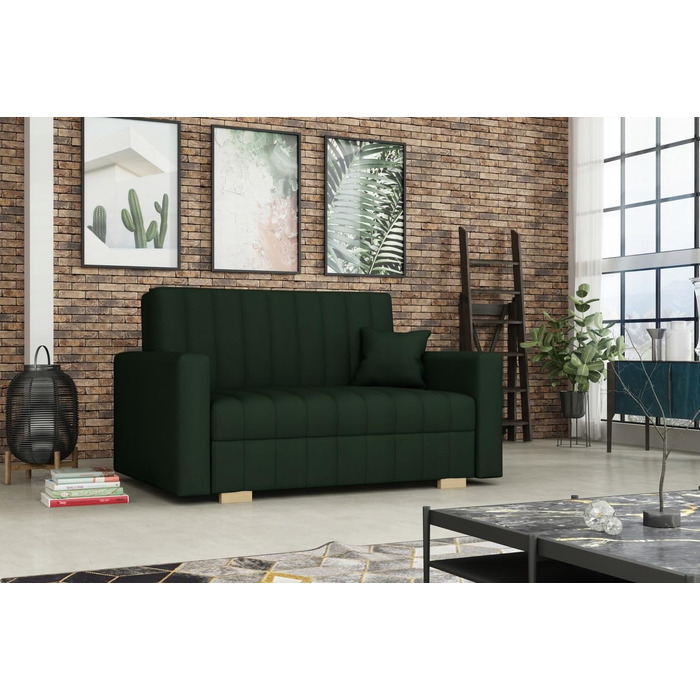 Диван-ліжко Zanzibar I 3-місний, 153 см, з ящиком для білизни, зелений диван-трансформер