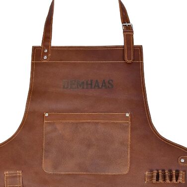 Чоловічий фартух з натуральної шкіри преміум-якості, ручної роботи | Фартух для гриля, барбекю та приготування їжі з кишенями | Регульовані ремені | Вінтажний коричневий
