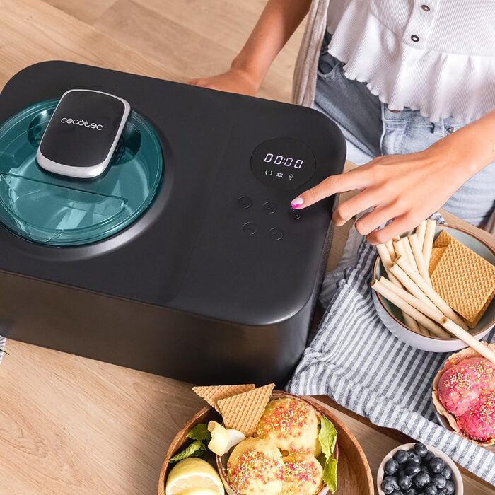Машина для приготування морозива Cecotec Gelacy 1200 Touch, 1,2 л, чорний. Електрична, з компресором, сенсорний дисплей, швидке заморожування за 30 хвилин