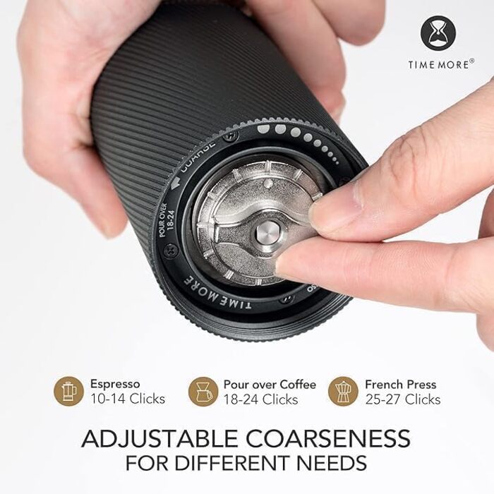 Кавомолка ручна TIMEMORE Kastanie C2 Fold - з регульованим жерновою системою з нержавіючої сталі, сіра
