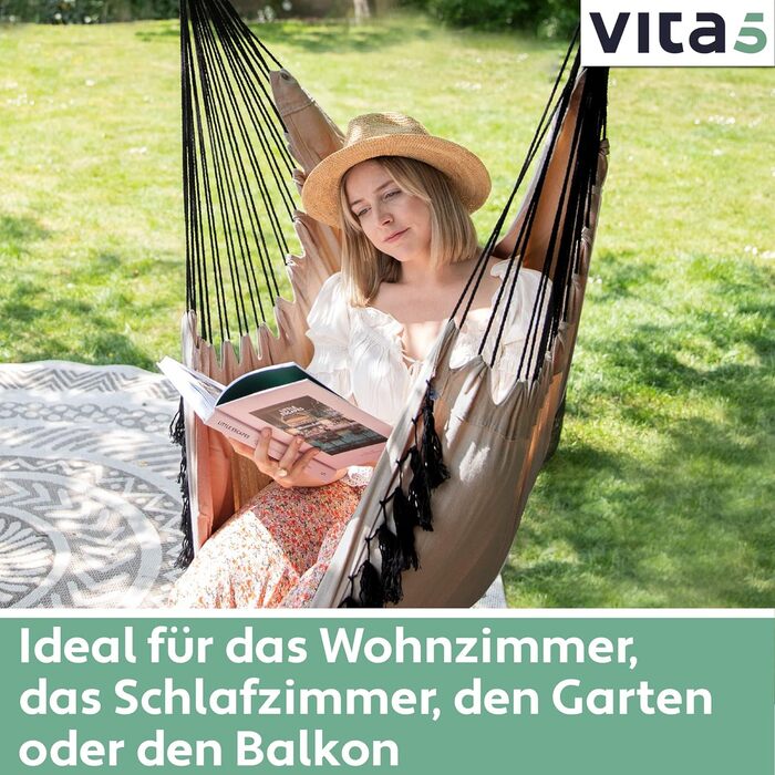 Підвісне крісло на відкритому повітрі - Стійке та безпечне крісло-гамак - Стильне підвісне крісло для приміщень - Гойдалки для дорослих та дітей - Зручне оформлення кімнати в стилі бохо - Вантажопідйомність 200 кг (коричневий), 5