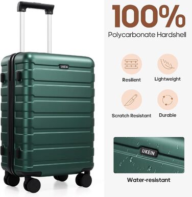 Набір валіз Roadcheer: тріо з полікарбонату з TSA-замком, рюкзак, аксесуари для подорожей (темно-зелений)