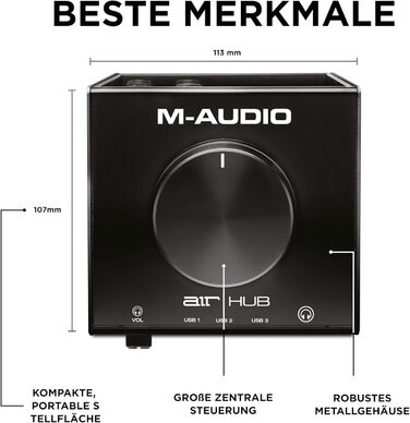 M-Audio Air 192|6 USB аудіоінтерфейс для запису: 2 XLR/Line входи, програмне забезпечення AIR Hub (Чорний)