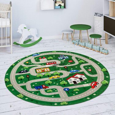 Дитячий килим Килим Дитяча кімната Ігровий килимок Вуличний килимок Нековзний сучасний зелений, розмір (80 см круглий)