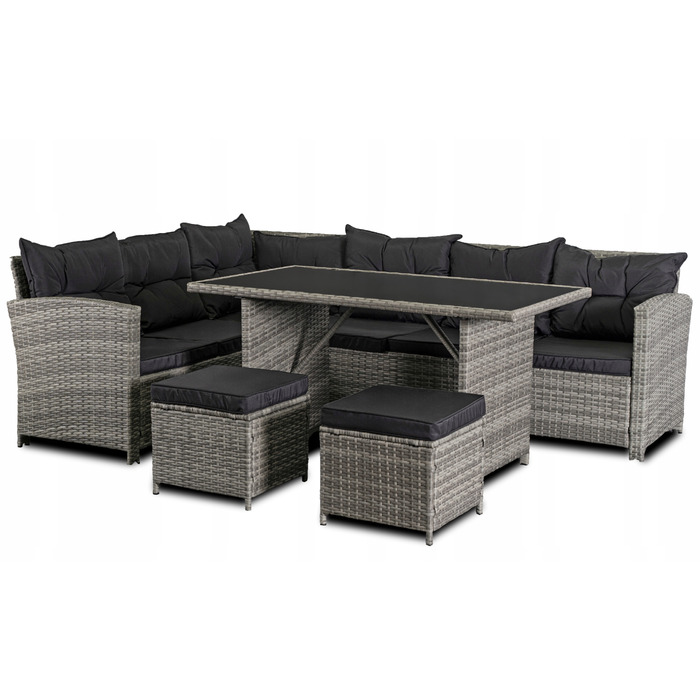 Комплект садових меблів із техноротанга MEBEL ELITE, сірий, 4 предмети