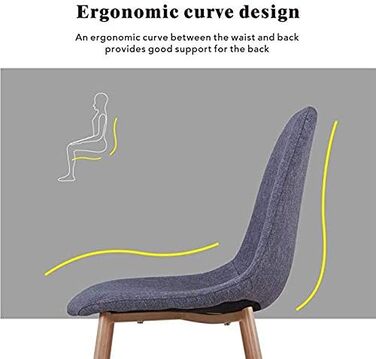 Стілець для їдальні GOLDFAN (4 шт.) з льоновим покриттям, сірий, сучасний дизайн, металеві ніжки