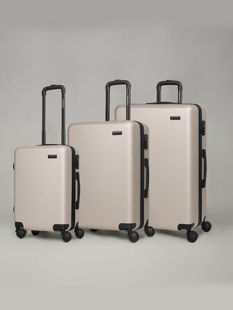 Набір валіз Smartbox Hartschalen 3-в-1 для жінок та чоловіків | Легкі та міцні валізи з ABS-пластику | 4 колеса та кодовий замок | Серія 05, колір Greige