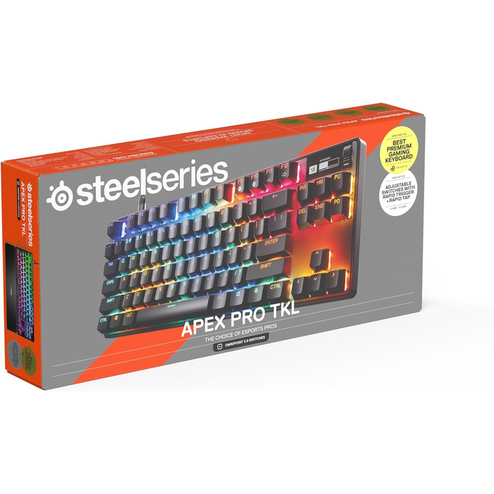 Клавіатура SteelSeries Apex Pro TKL Gen 3 - ігрова, механічна, TKL, Hall Effect, OmniPoint 3.0, German QWERTZ, чорна