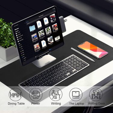 Двостороння шкіряна підкладка на стіл 120x60 см, водонепроникний захисний килимок для робочого столу з замшею (Чорний)