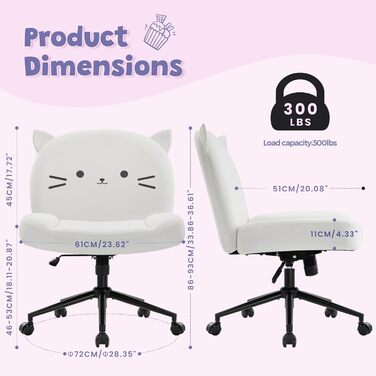 Офісний стілець IWMH без підлокітників, регульований по висоті, поворотний з роликами, з тканинним сидінням, ергономічний, крісло для читання з широким сидінням для позиції